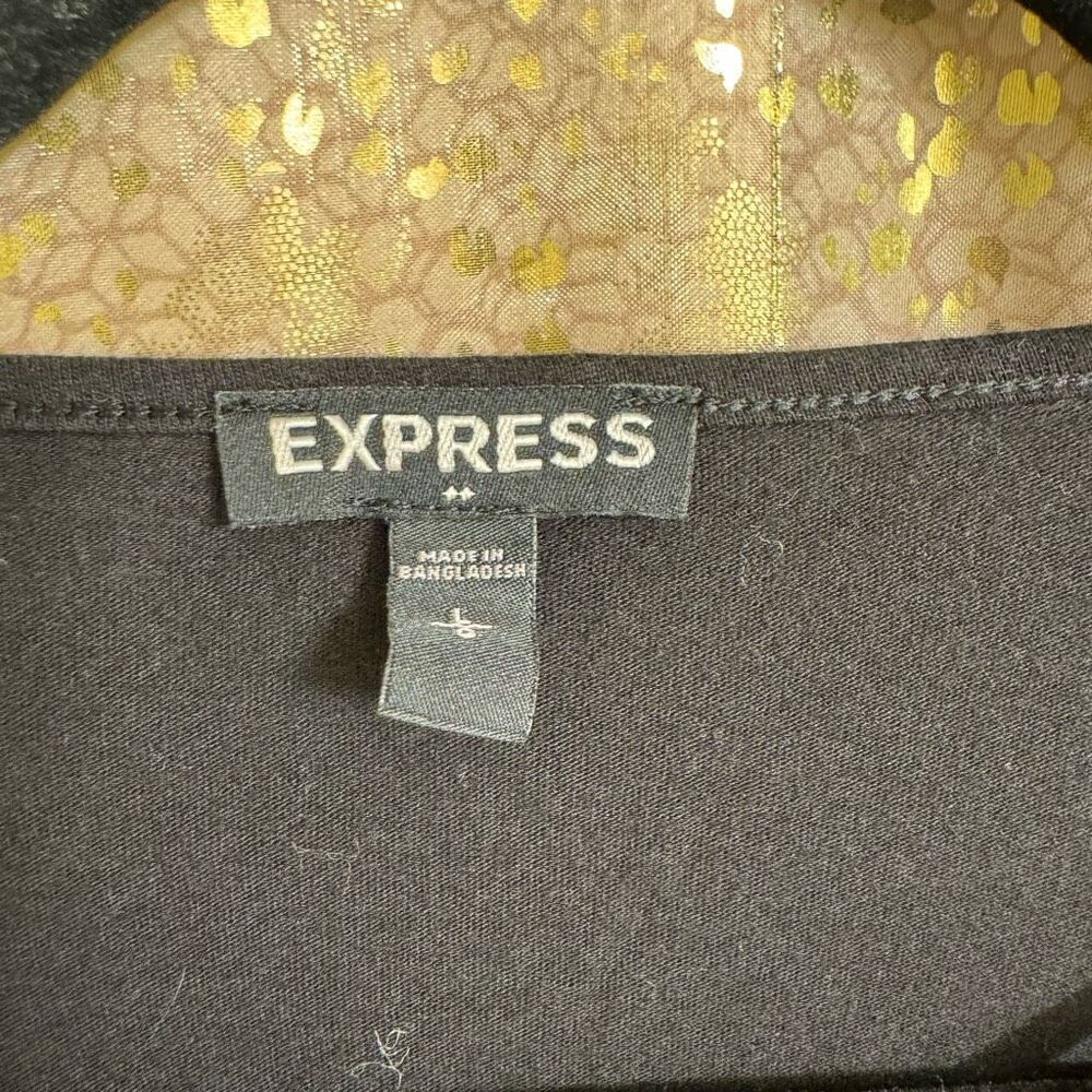 Express Black Strappy V Neck Cotton Modal Relaxed T Shirt Large - Picture 4 of 6